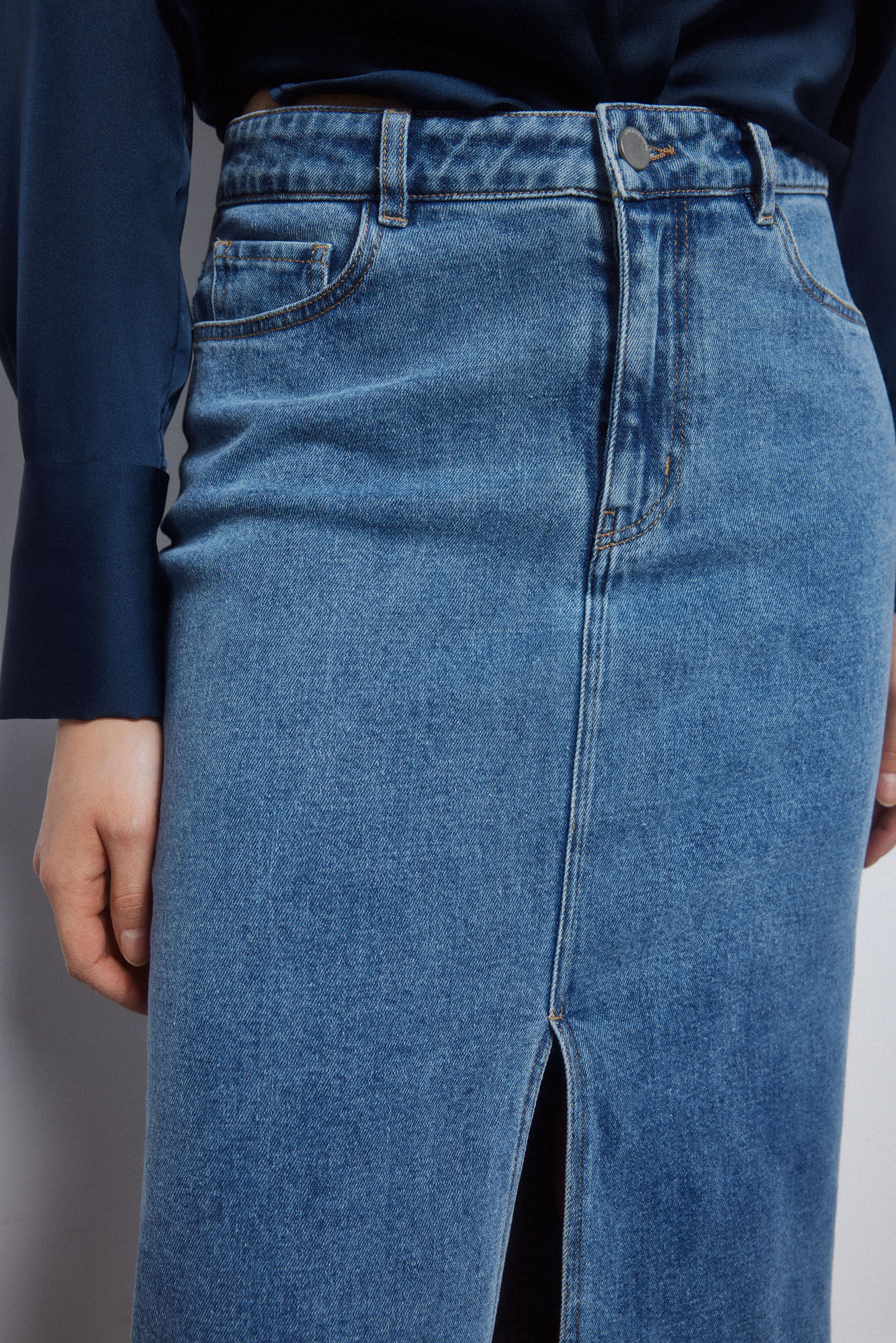 Pedro del Hierro Denim 5-pocket skirt Blue