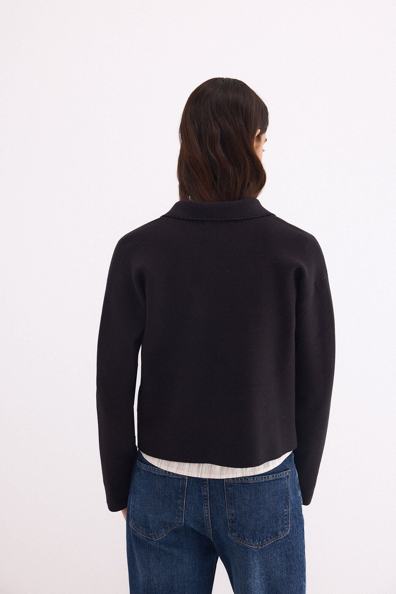 Pedro del Hierro Crochet polo neck jacket Black