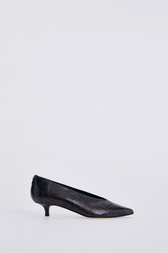 Pedro del Hierro Court shoe in black and brown snake embossed leather Brown