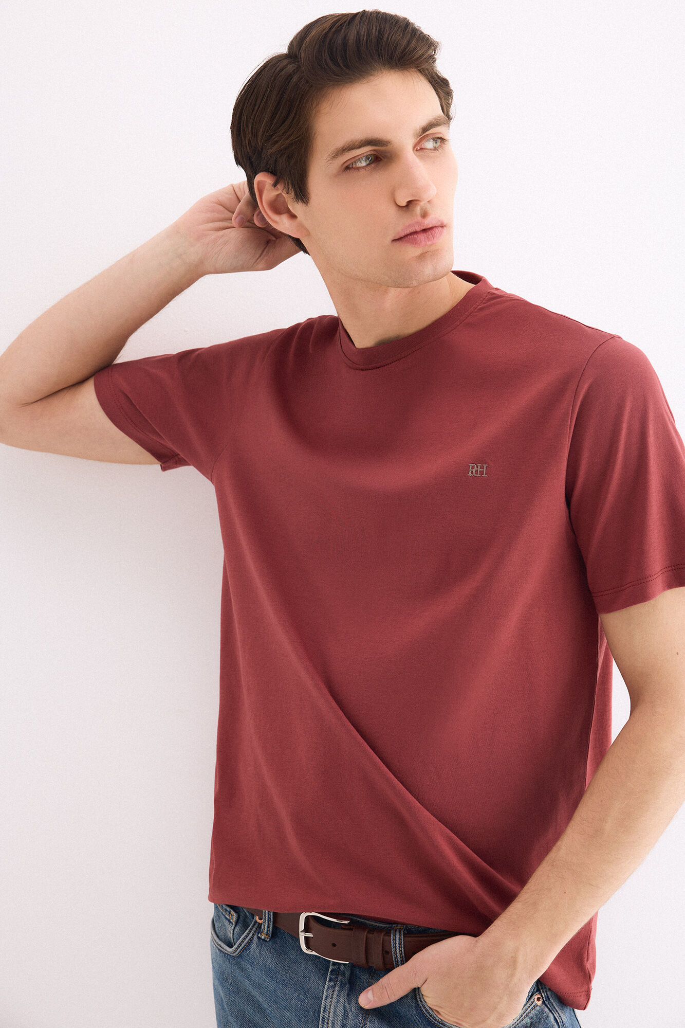 Pedro del Hierro Camiseta b&aacute;sica logo Burdeos