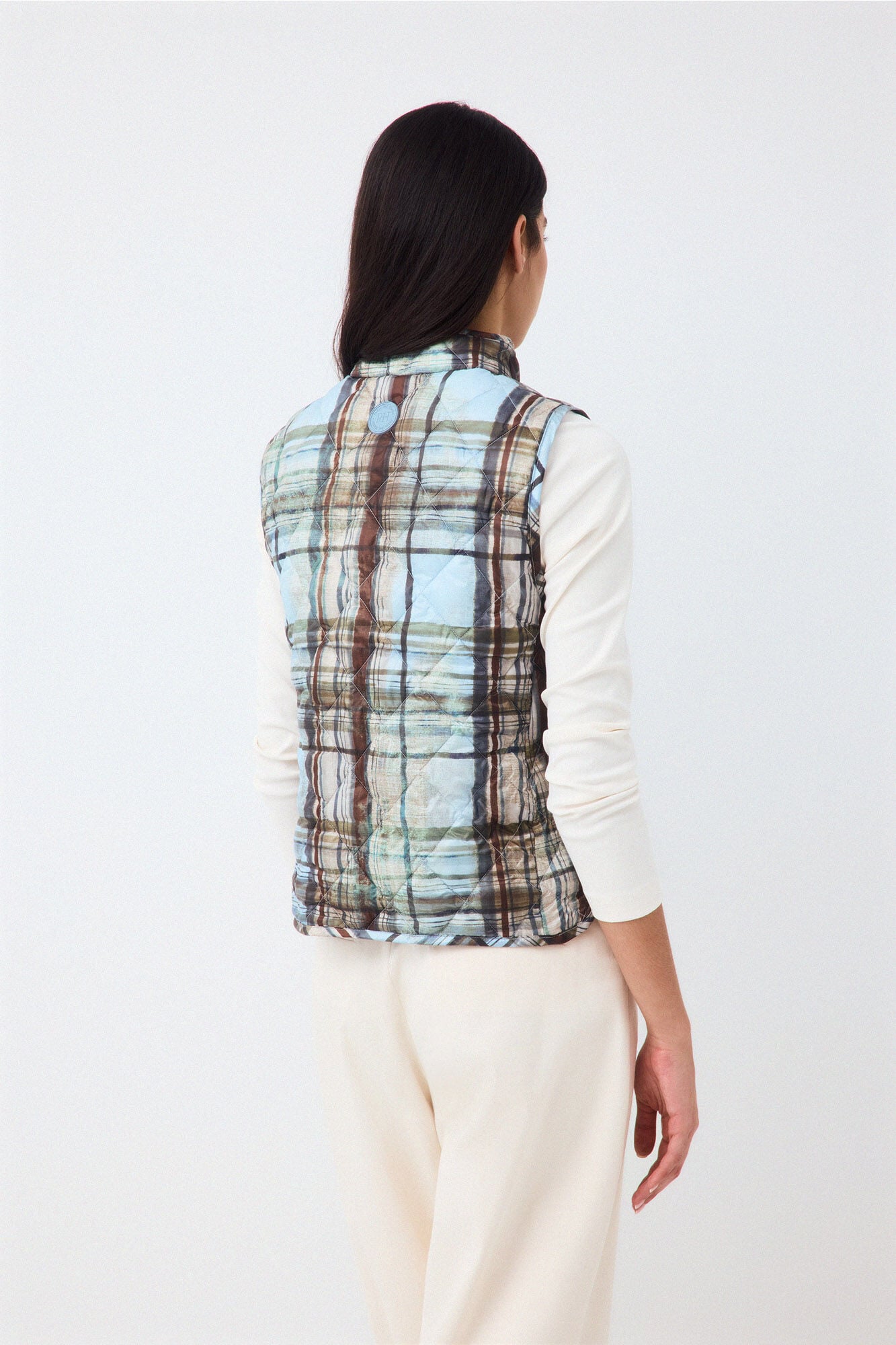Pedro del Hierro Plaid puffer gilet Blue