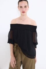 Pedro del Hierro Gummed chiffon blouse Black