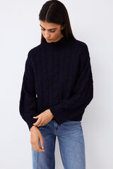 Pedro del Hierro Spanish cotton cross-knit loose jumper Blue