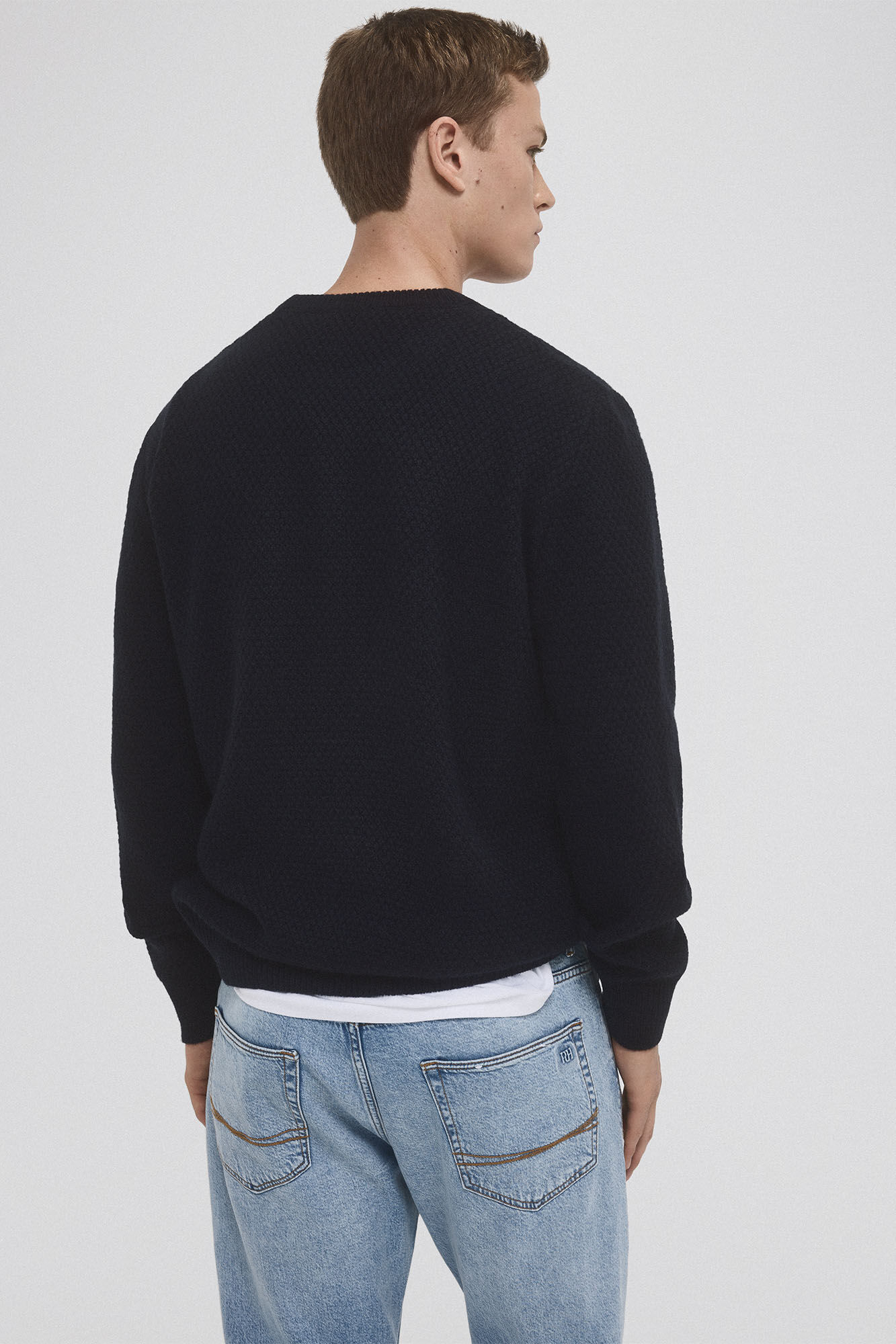 Pedro del Hierro Jersey lana cables cuello redondo Azul