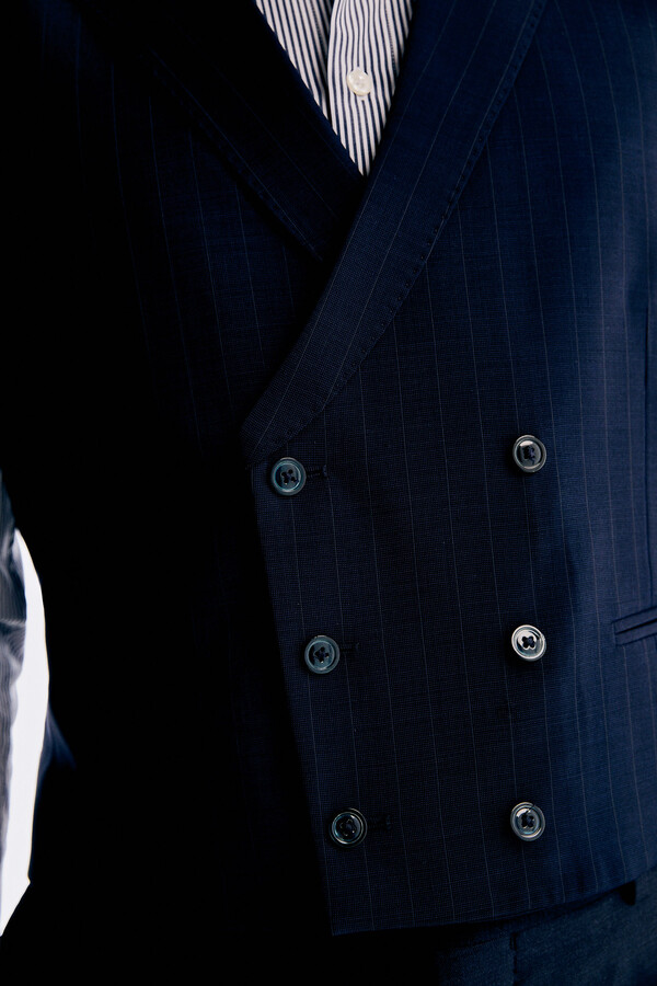 Pedro del Hierro Tailored fit striped vest Blue