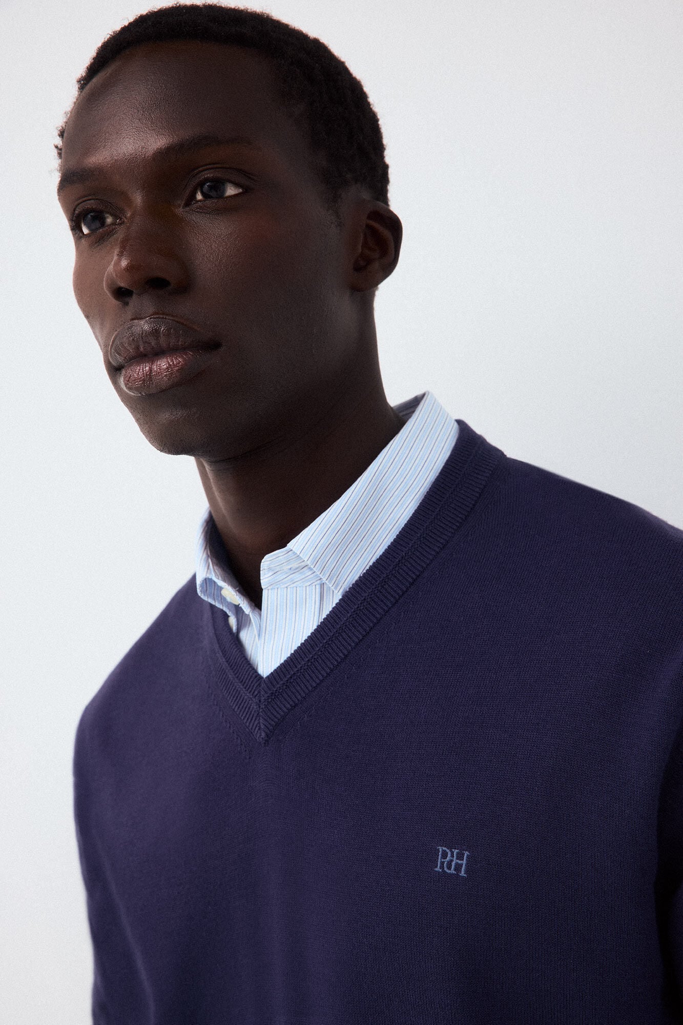 Pedro del Hierro Premium cotton fine knit V-neck jumper