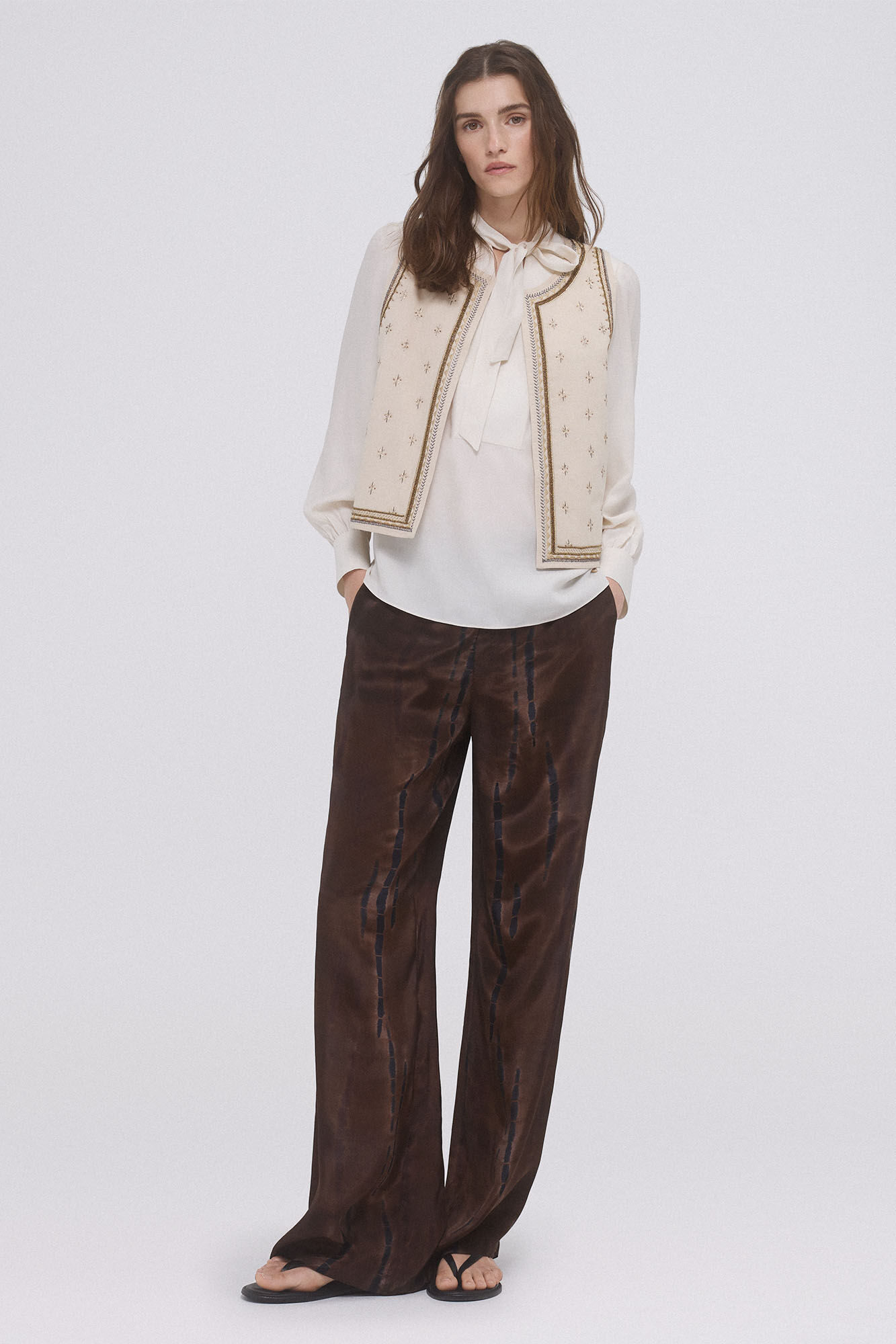 Pedro del Hierro Embroidered waistcoat Beige