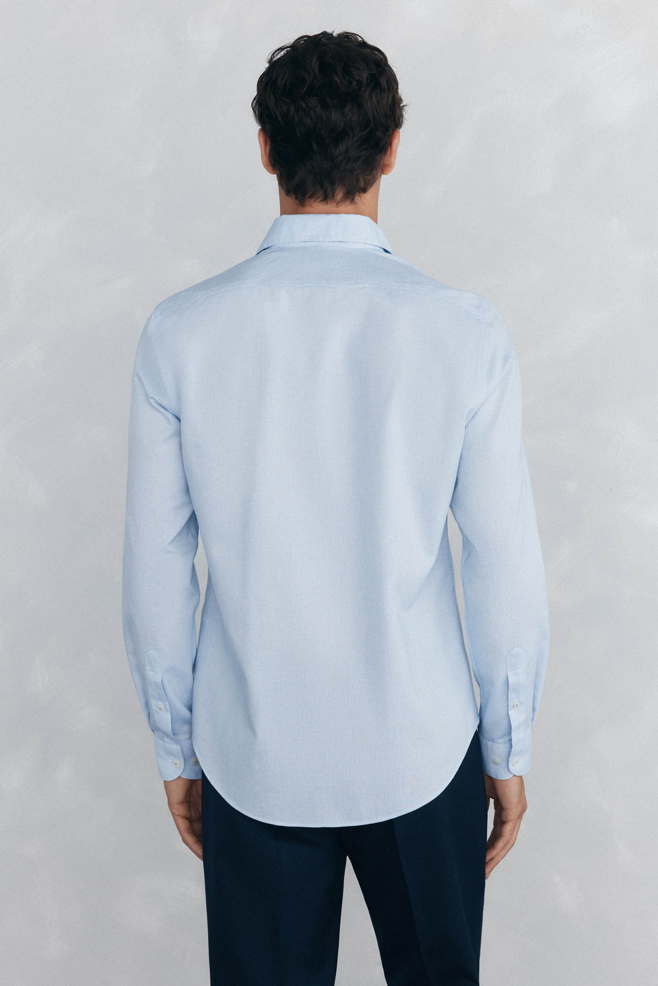 Pedro del Hierro Slim fit non-iron + stain-resistant structured dress shirt Blue