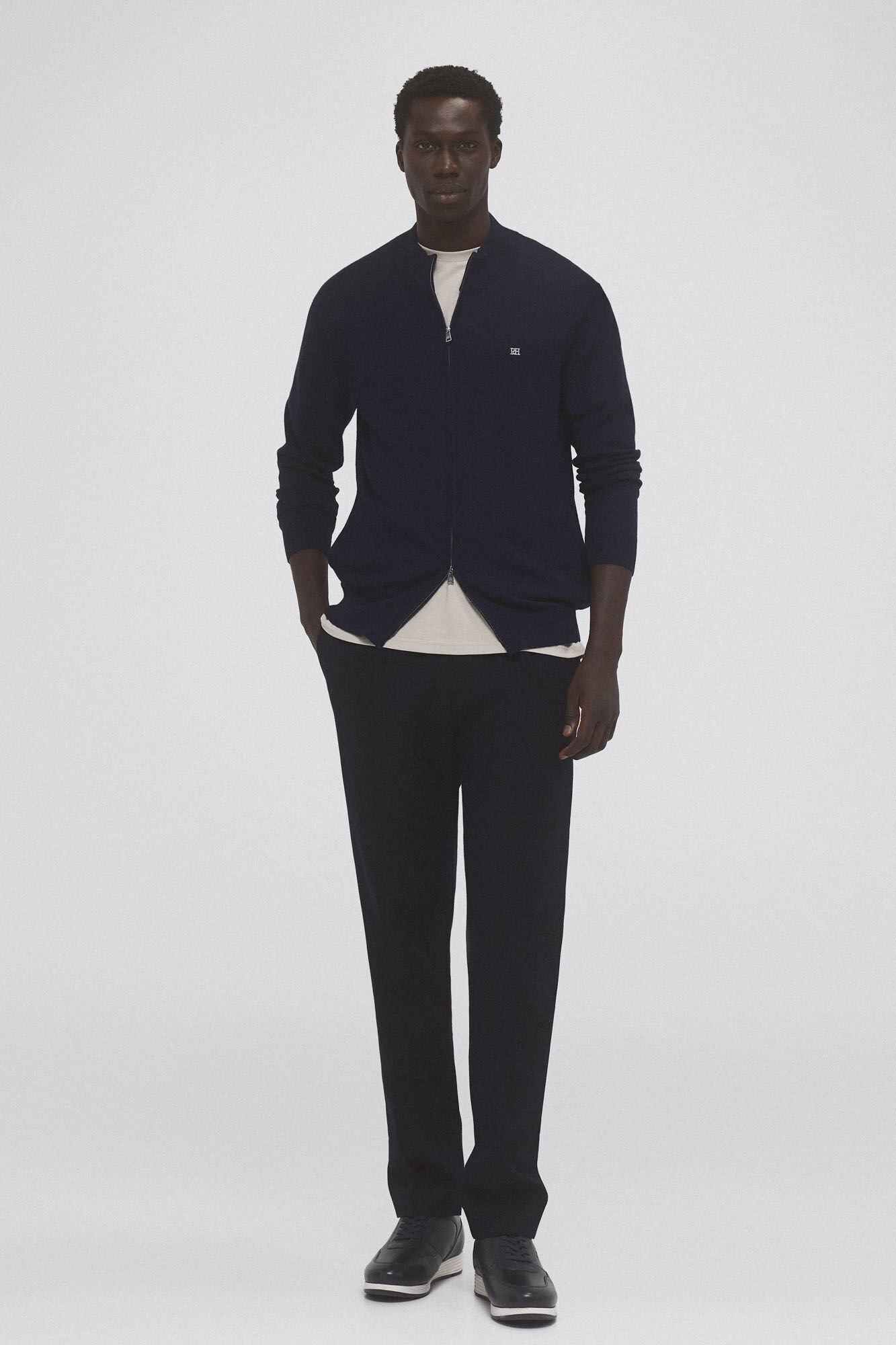 Pedro del Hierro C&aacute;rdigan algod&oacute;n seda cashmere cremallera Azul