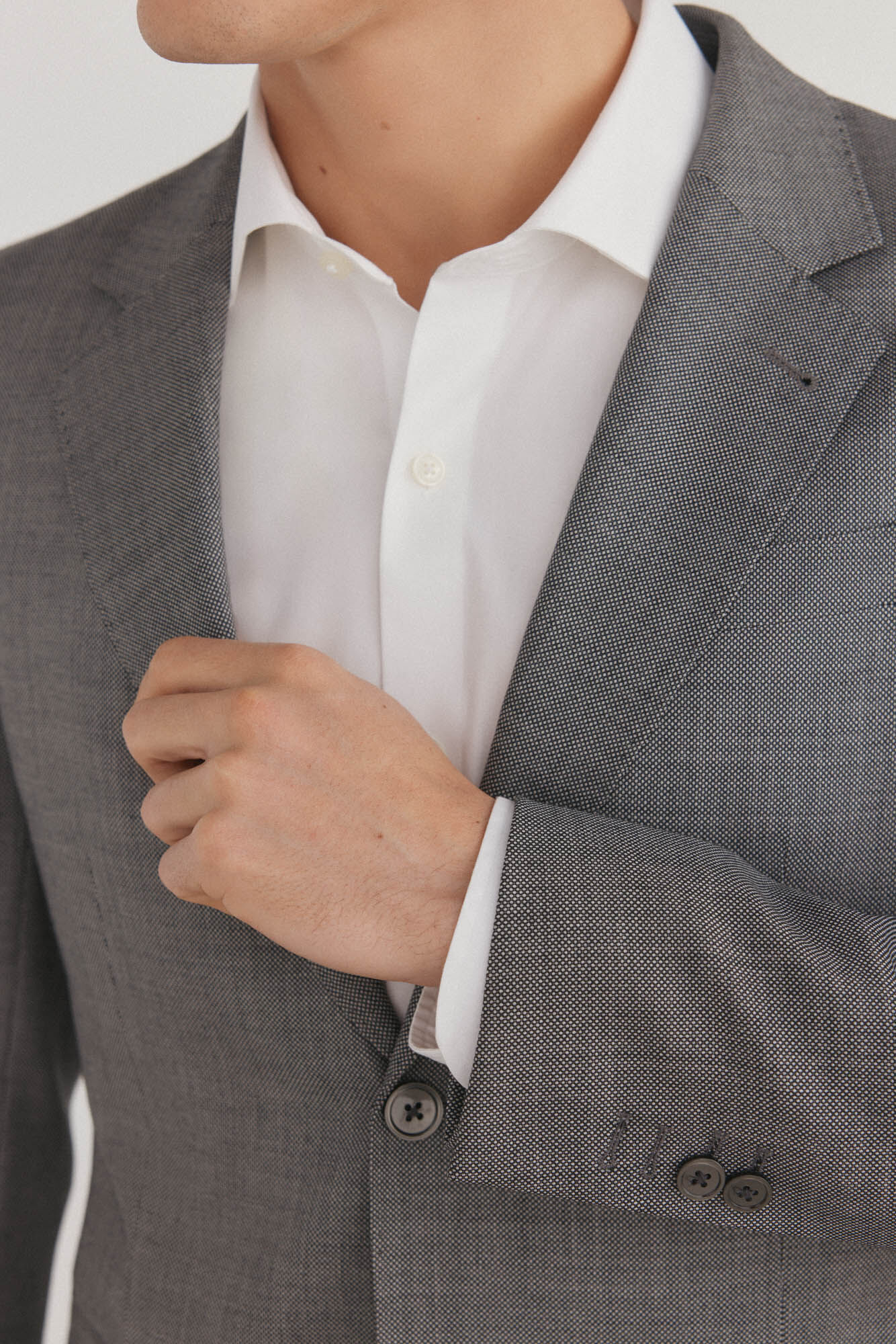 Pedro del Hierro Slim fit bi-stretch bird's eye blazer Grey