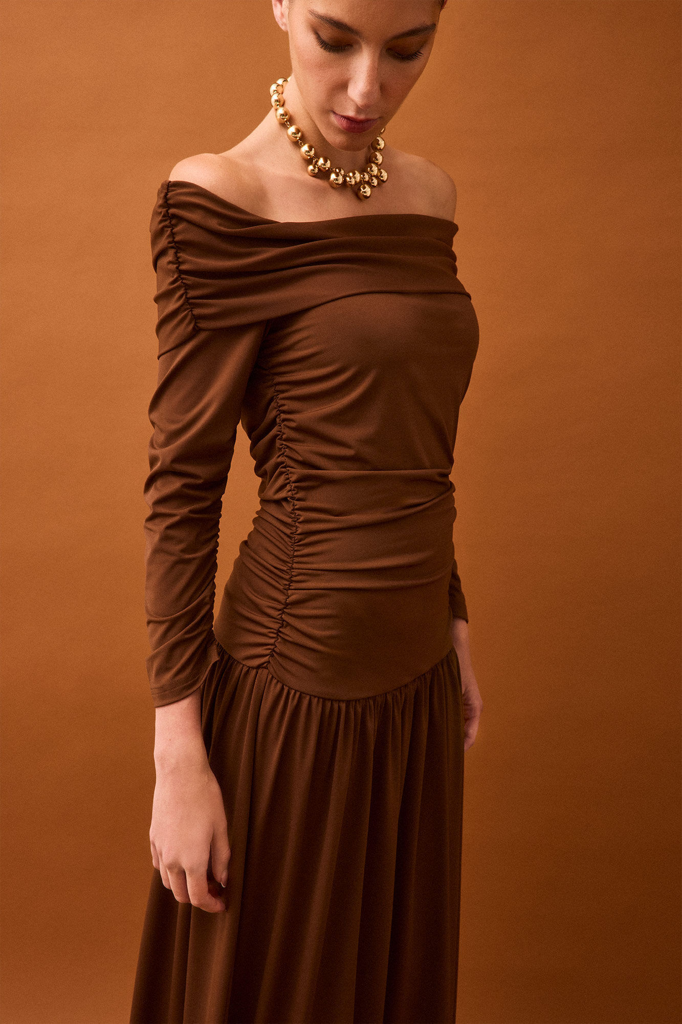 Pedro del Hierro Draped shoulder detail dress