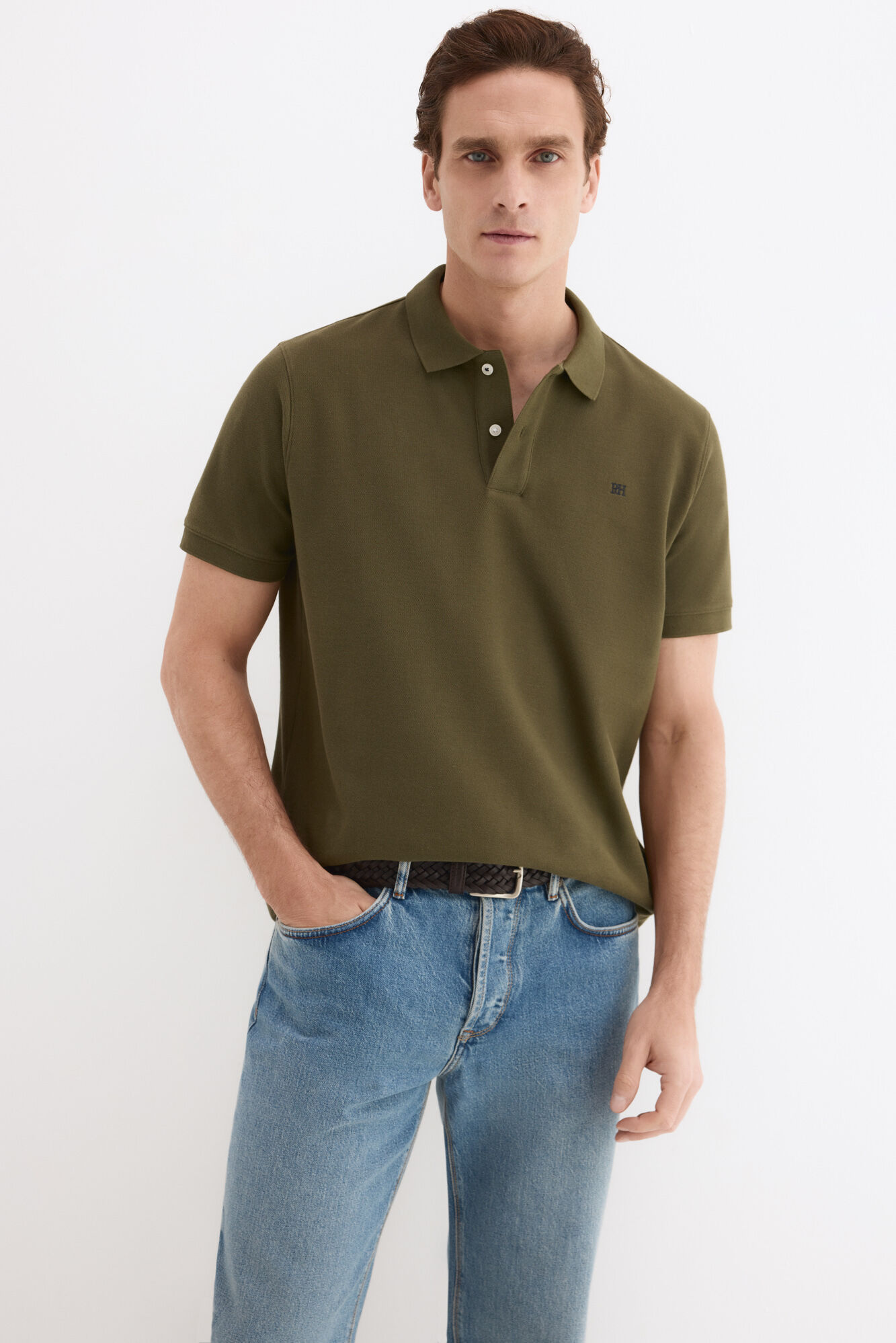Pedro del Hierro Piqu&eacute; basic polo shirt Green