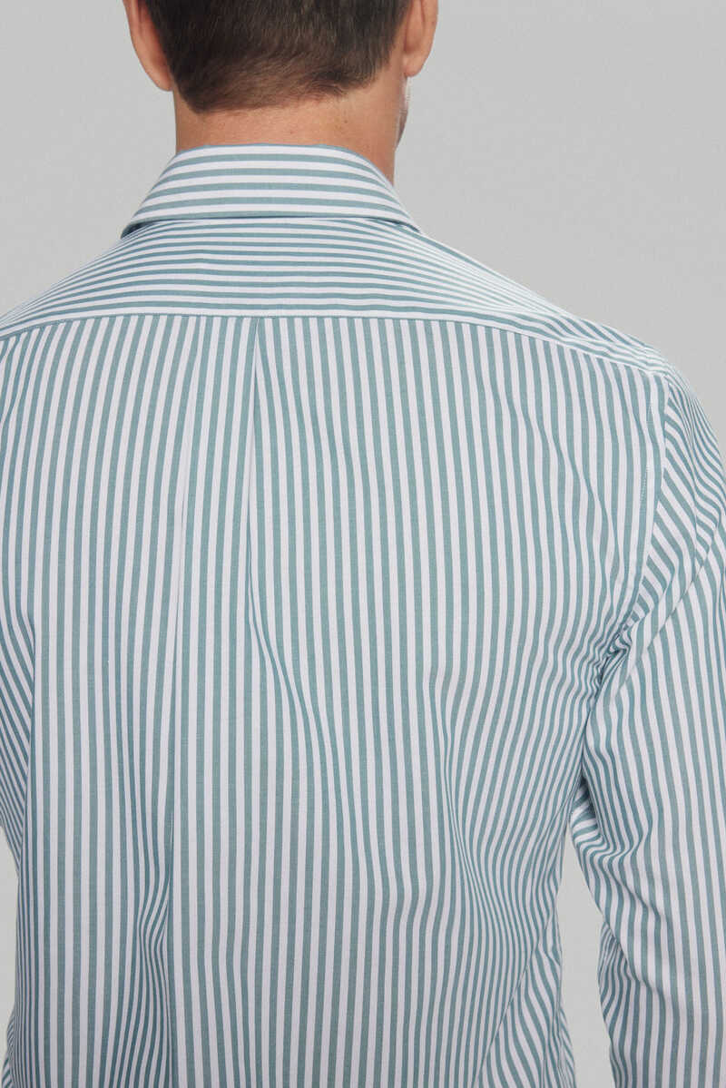 Pedro del Hierro Striped slim fit non-iron + odour-resistant 24h shirt Green