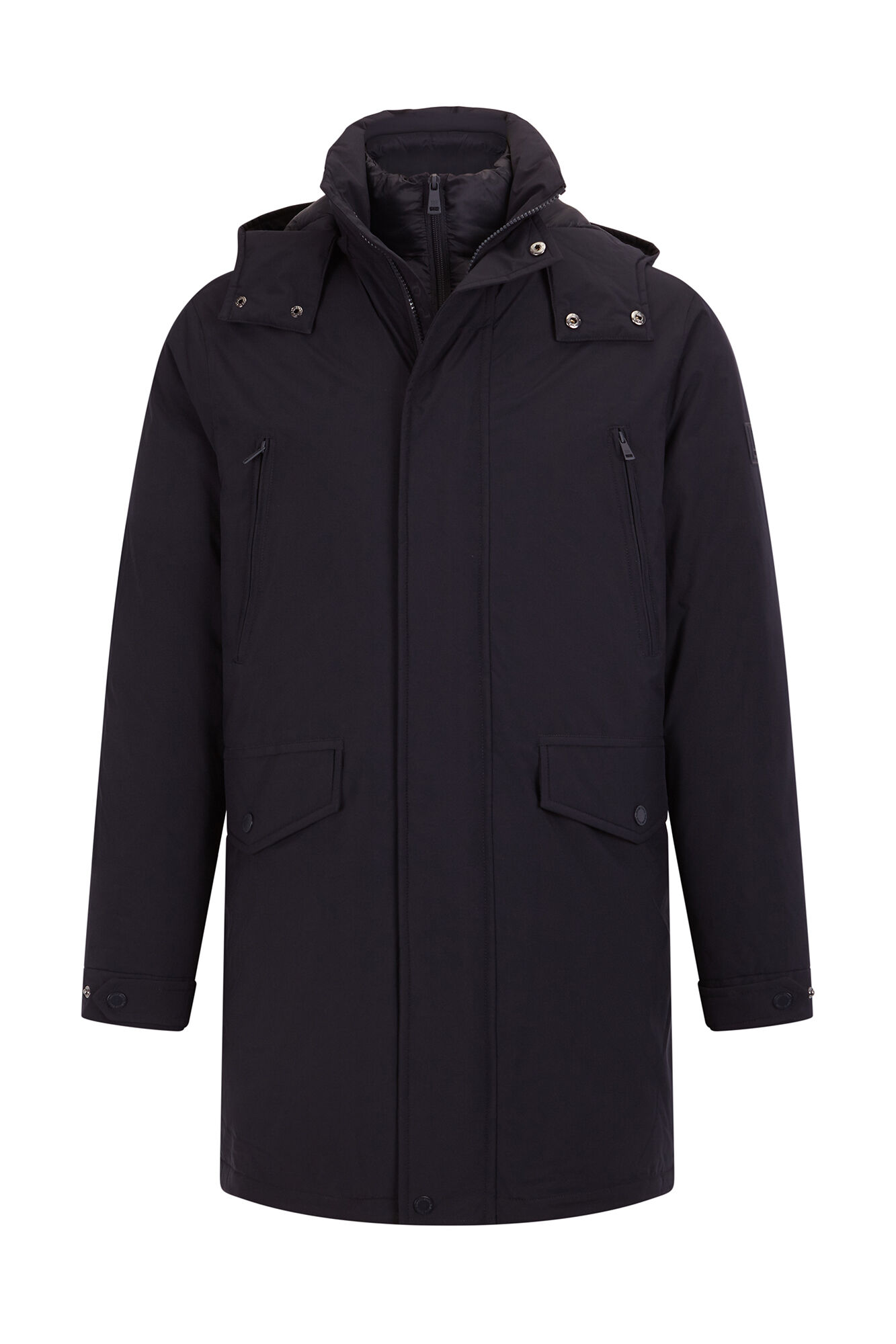 Pedro del Hierro Long parka with hood and views Blue