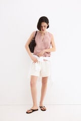 Pedro del Hierro Striped linen top Pink