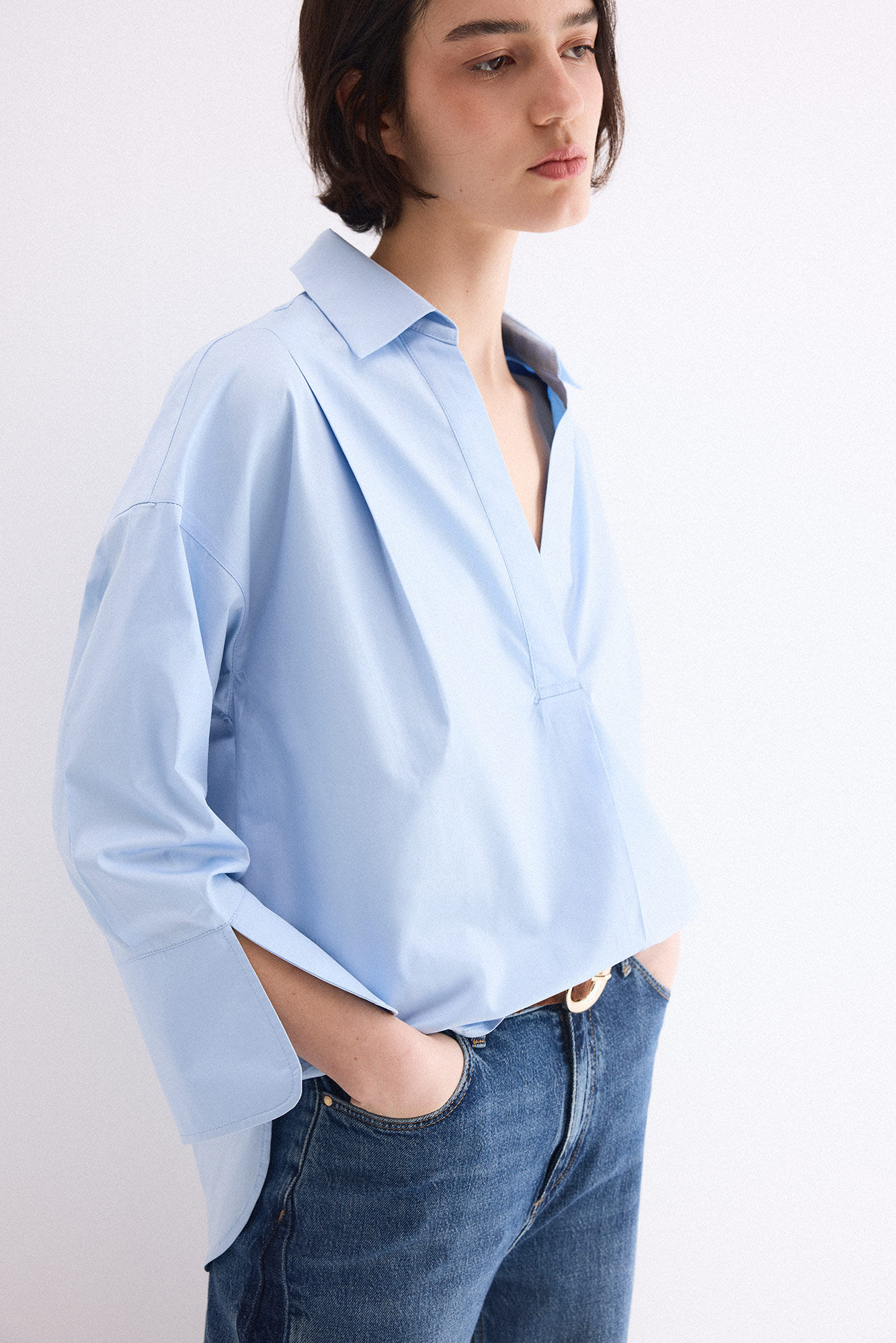 Pedro del Hierro Camisa amplia lisa Azul