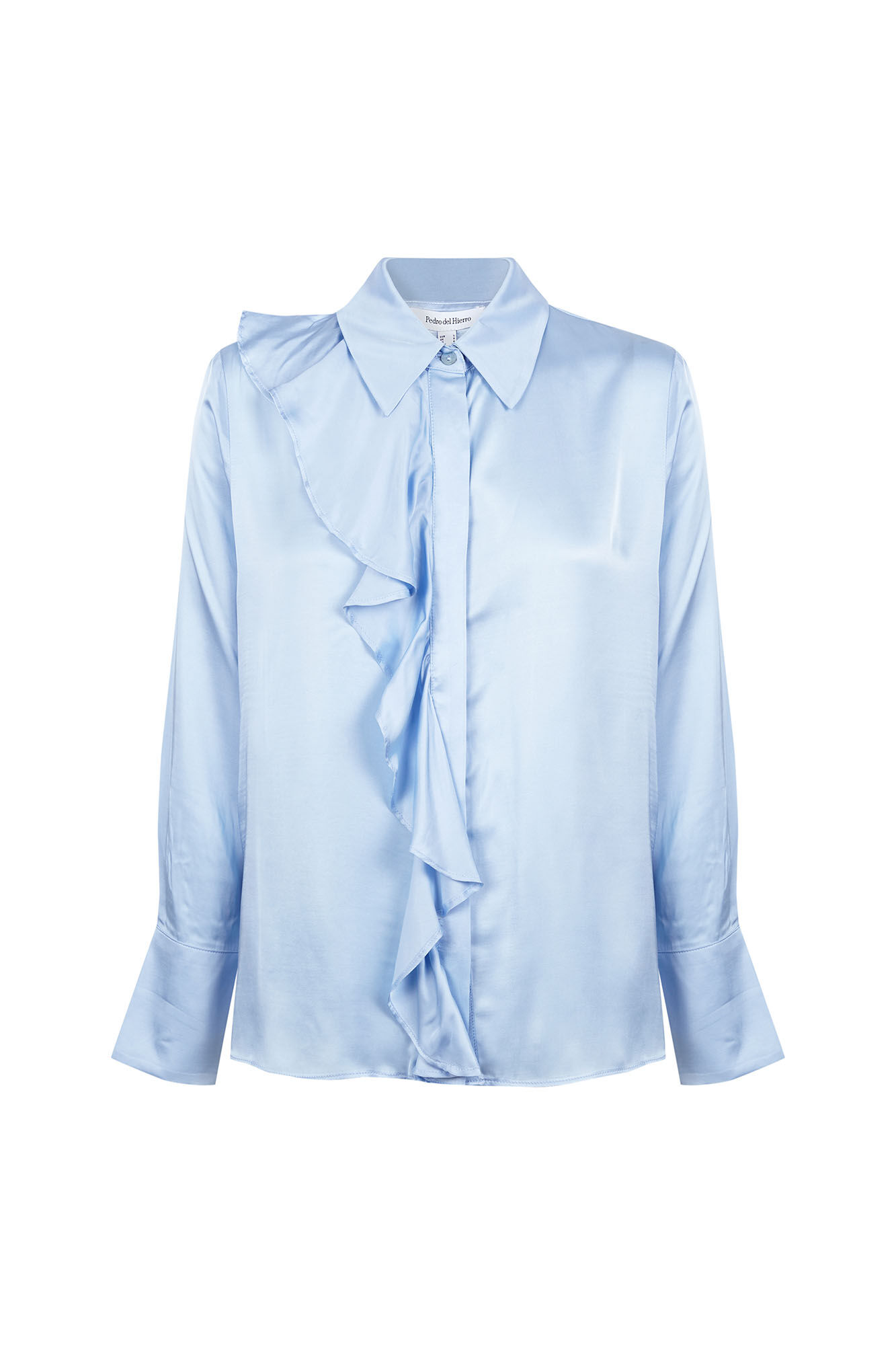 Pedro del Hierro Camisa com folho em cetim Azul