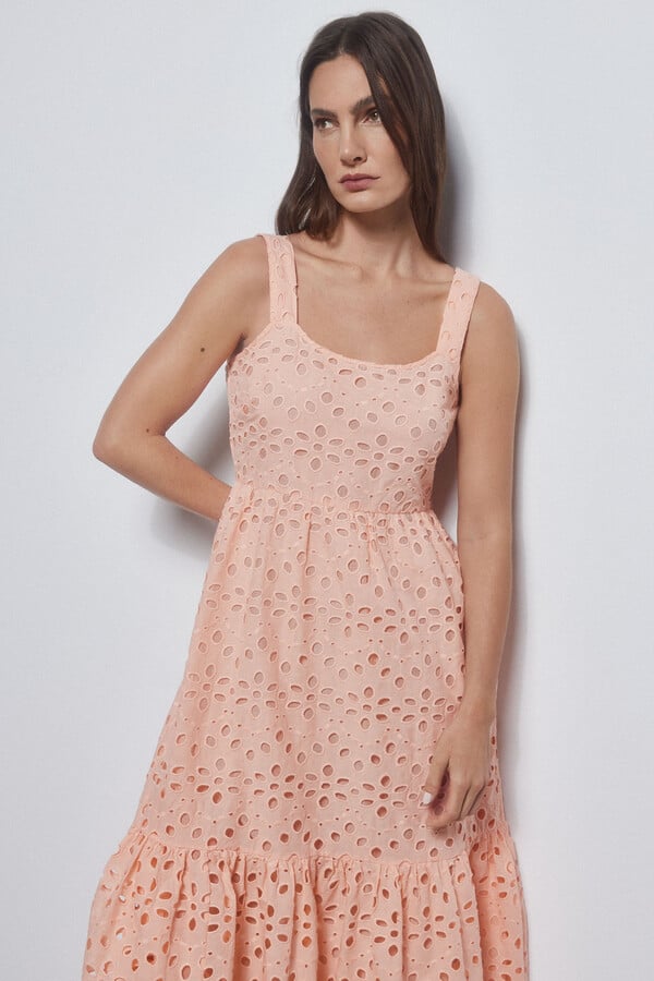 Pedro del Hierro Perforated cotton dress Pink
