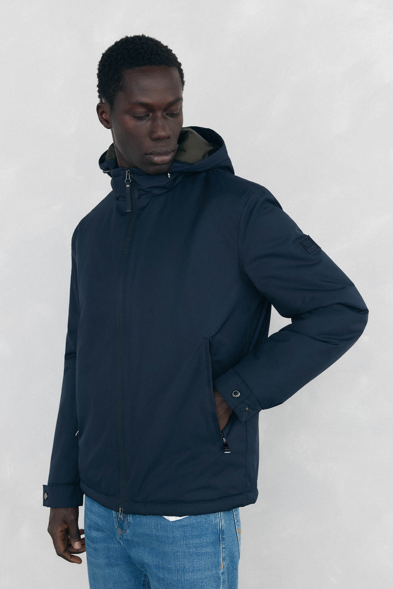 Pedro del Hierro Jaqueta com fecho-&eacute;clair e capuz Azul