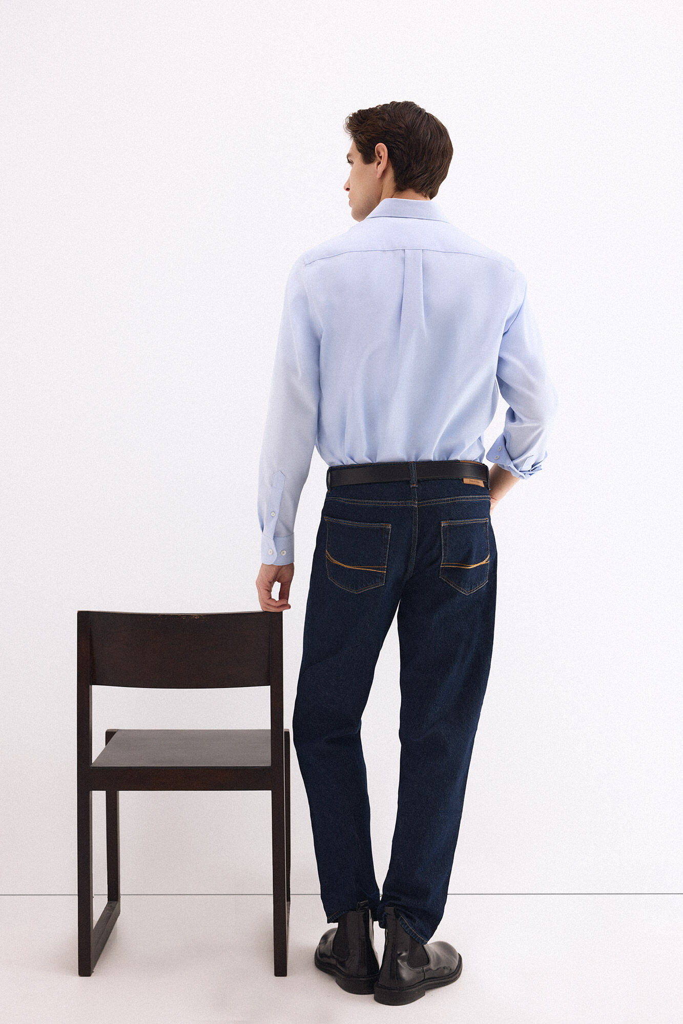 Pedro del Hierro Non-iron plain Oxford shirt Blue