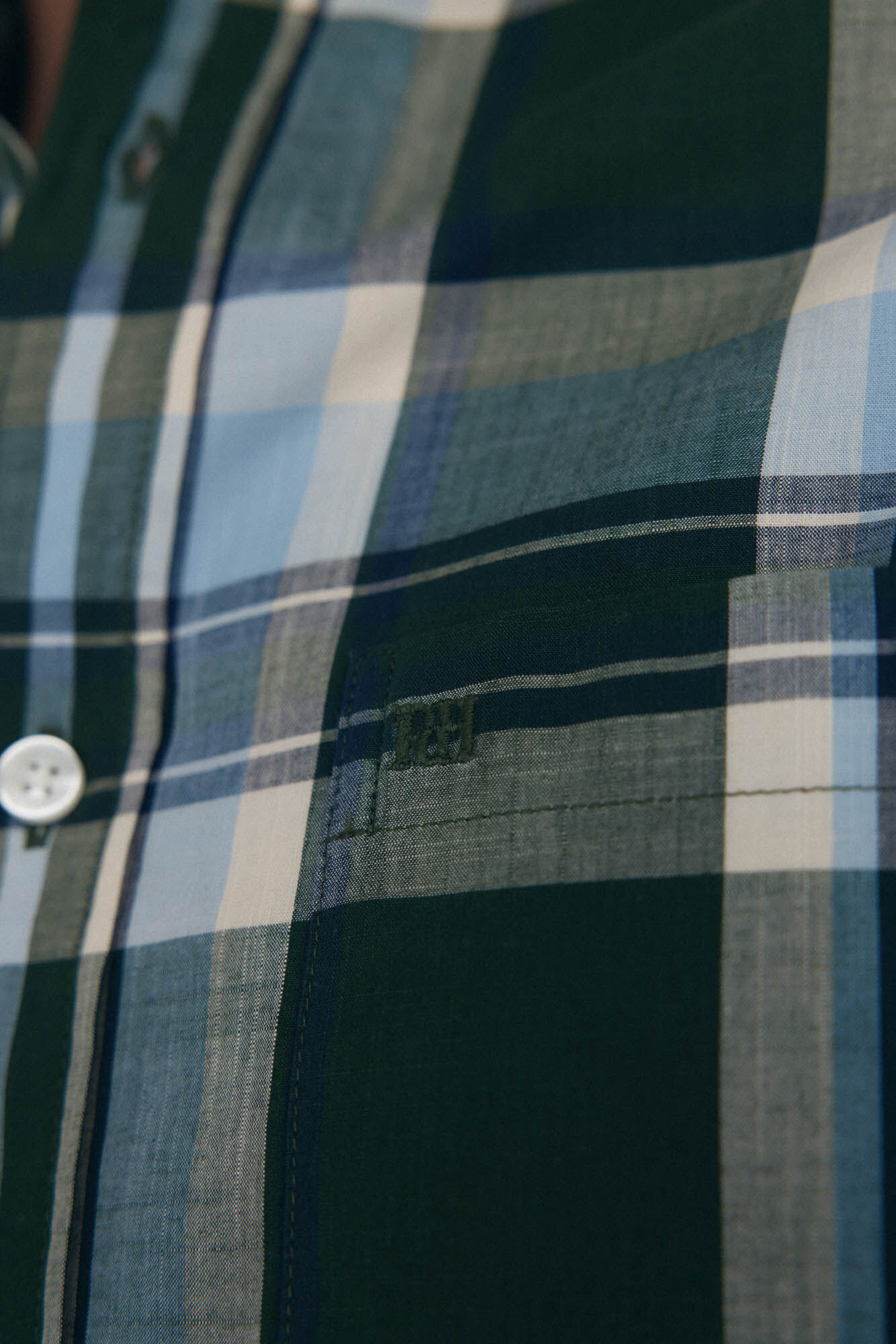 Pedro del Hierro Camisa quadrados tecido flam&eacute; Verde