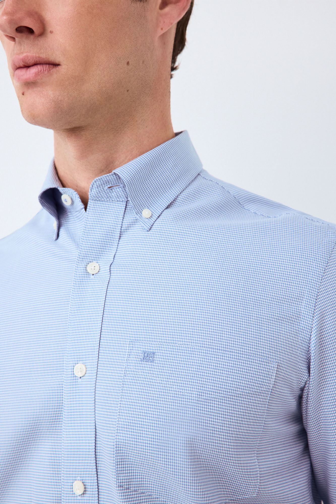 Pedro del Hierro Camisa em sarja micro pied-de-poule