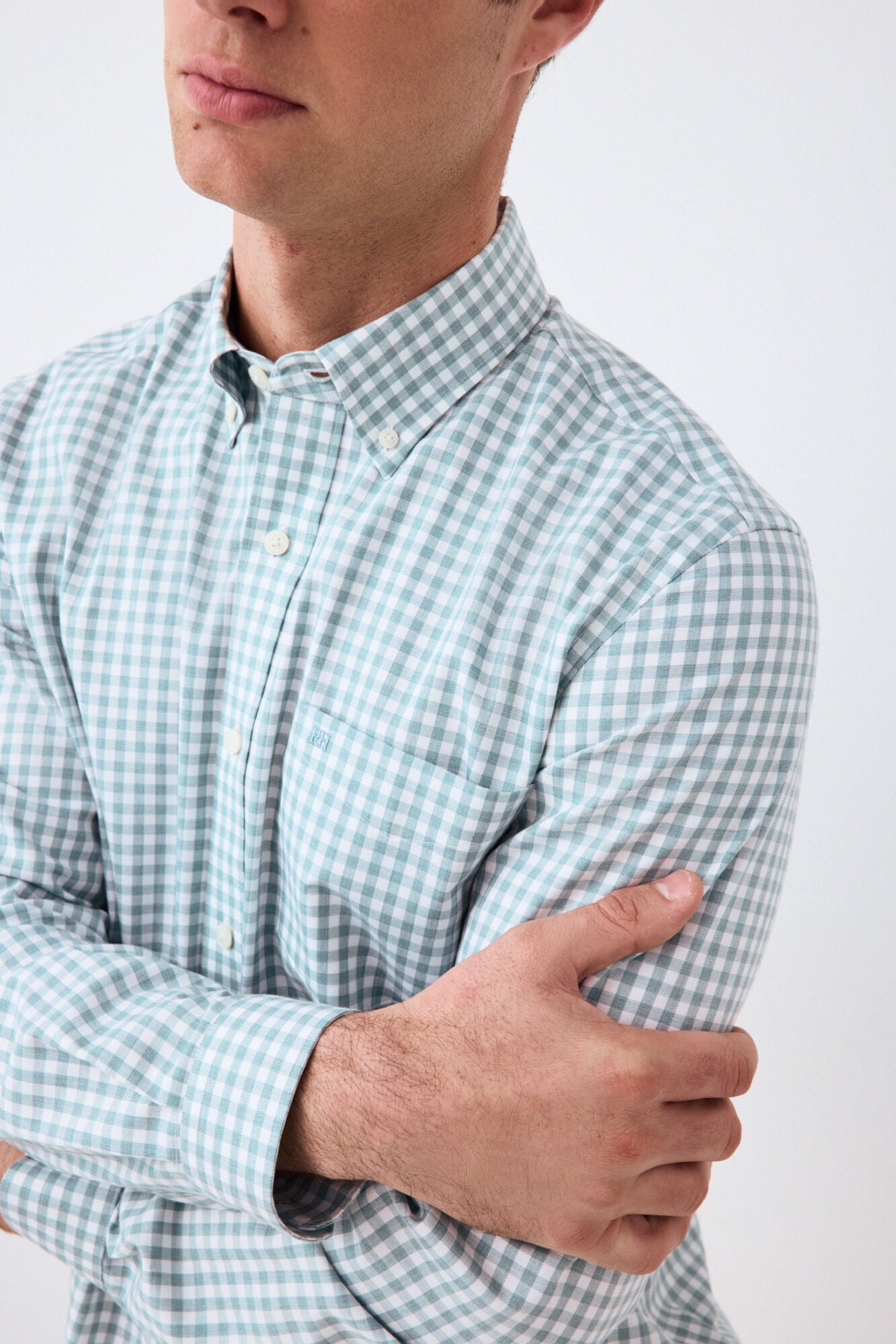 Pedro del Hierro Camisa em sarja aos quadrados Verde