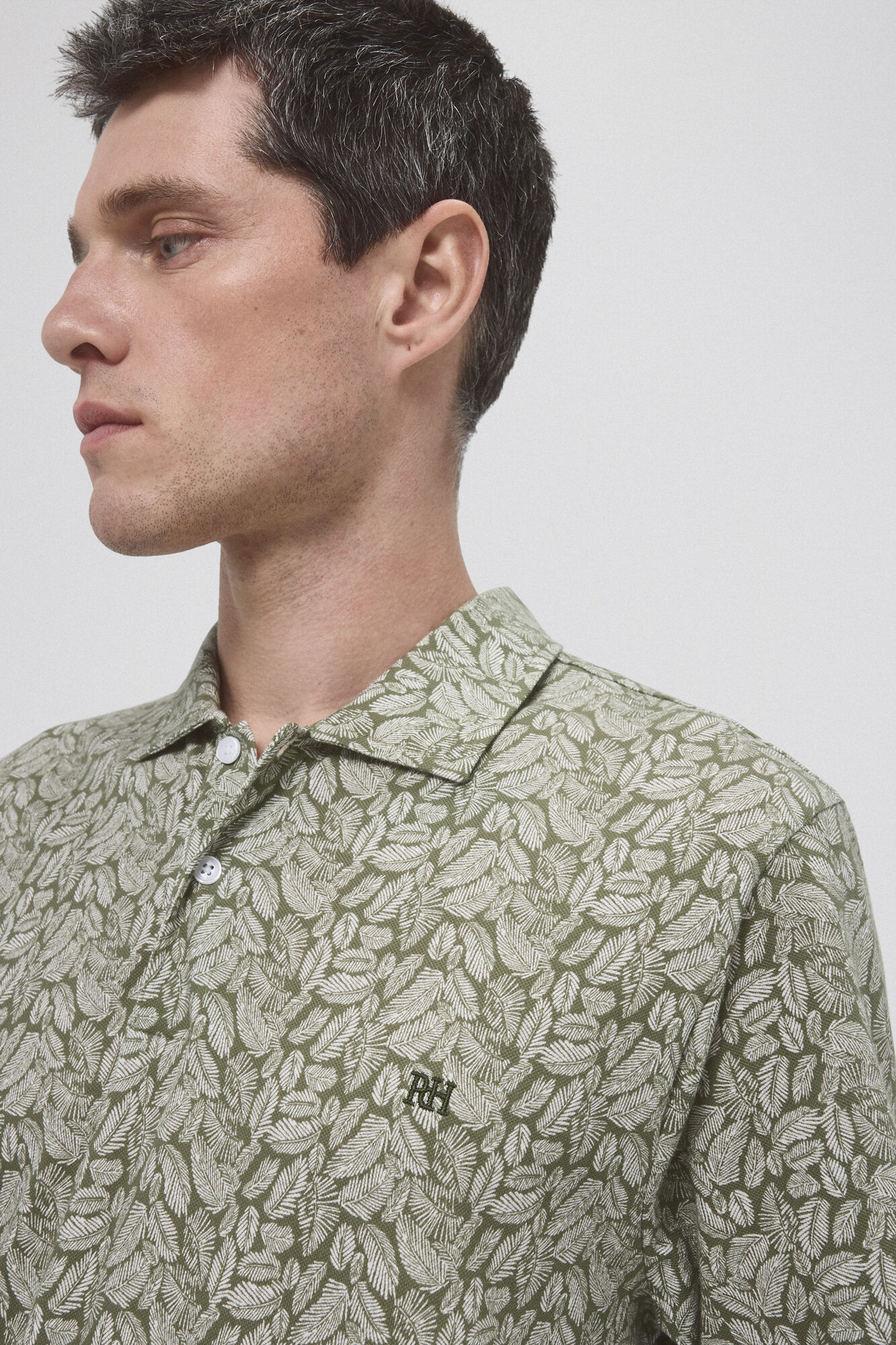 Pedro del Hierro Leaf print polo shirt Green