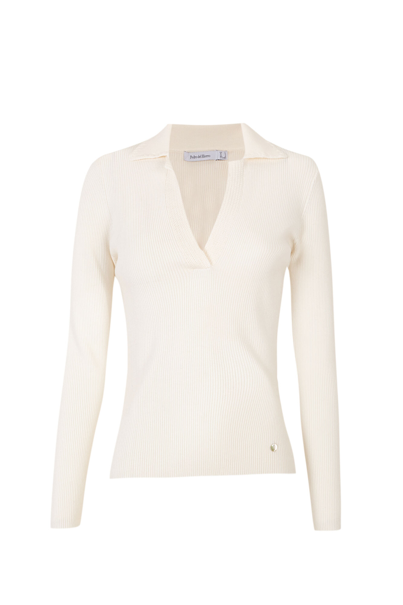 Pedro del Hierro Jersey cuello polo crochet Crudo