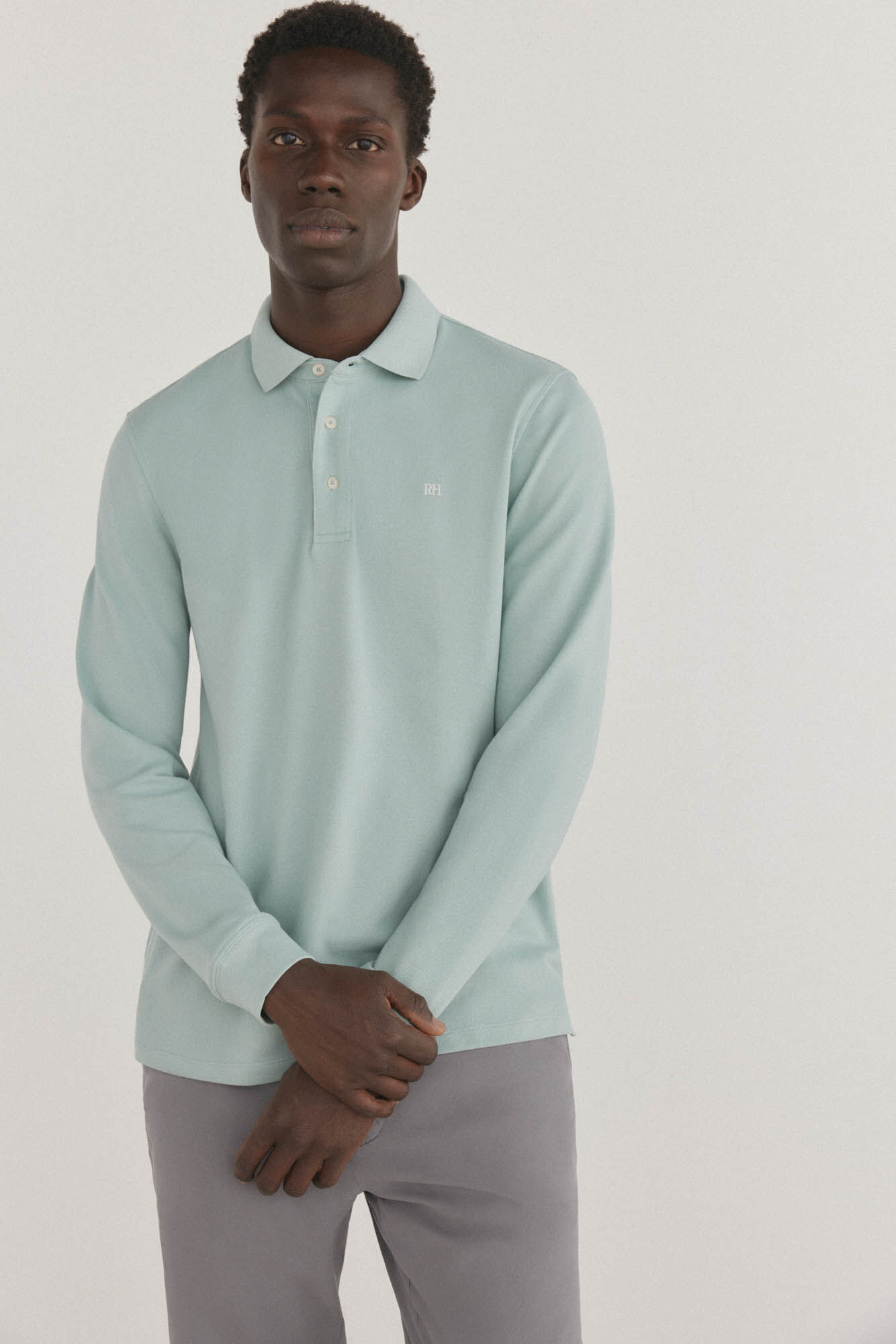 Pedro del Hierro Polo b&aacute;sico manga larga Azul