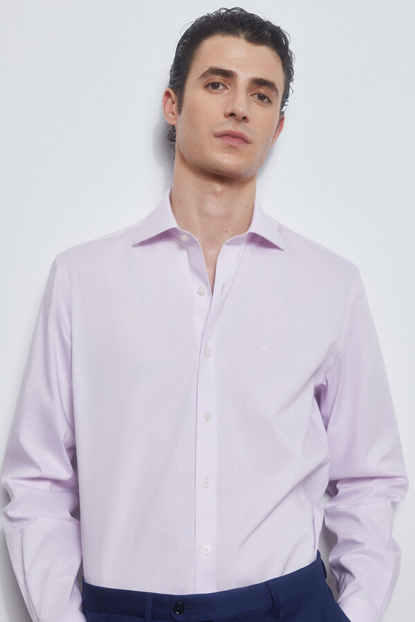 Pedro del Hierro Plain non-iron + stain-resistant dress shirt Pink