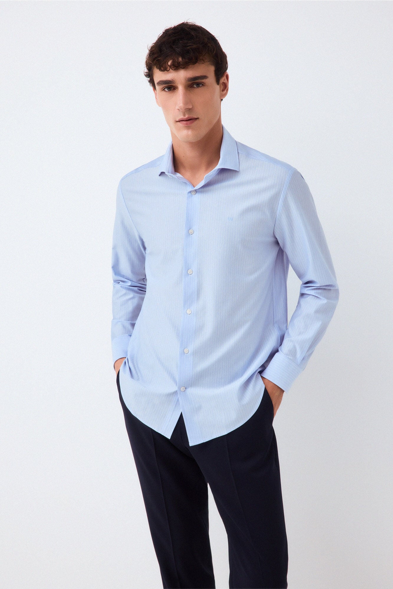 Pedro del Hierro Striped jersey-knit shirt Blue