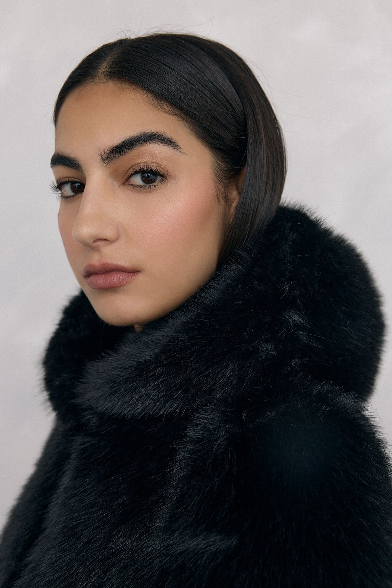 Pedro del Hierro Long faux fur coat Black