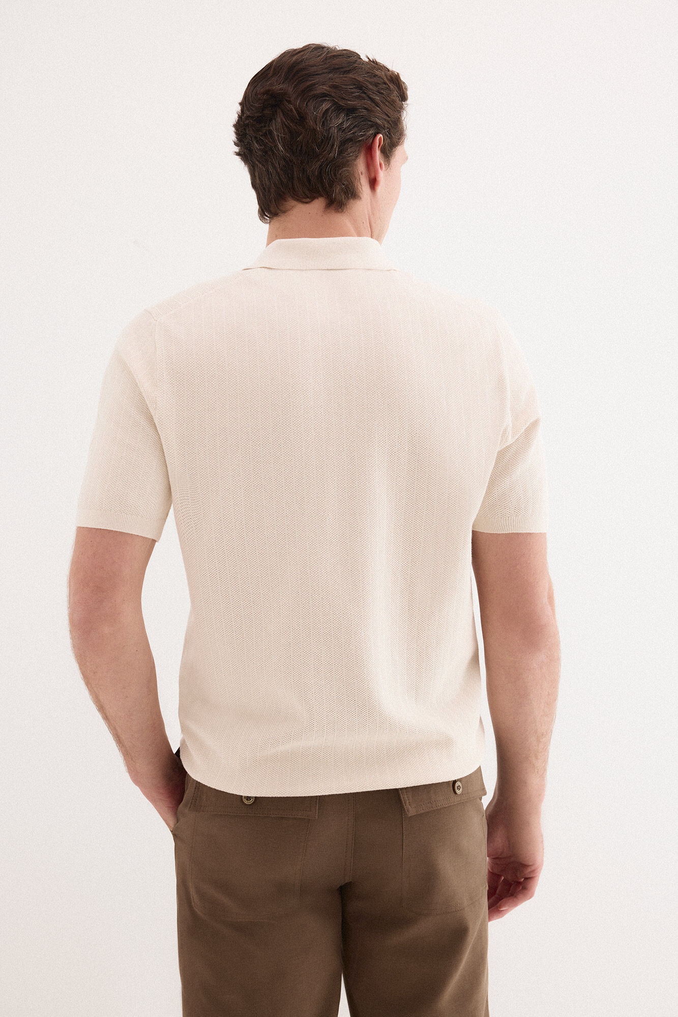 Pedro del Hierro Camisola polo premium manga curta &agrave;s riscas Beige