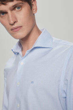 Pedro del Hierro Gingham non-iron + stain-resistant dress shirt Blue