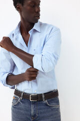 Pedro del Hierro Striped poplin relax fit shirt Blue