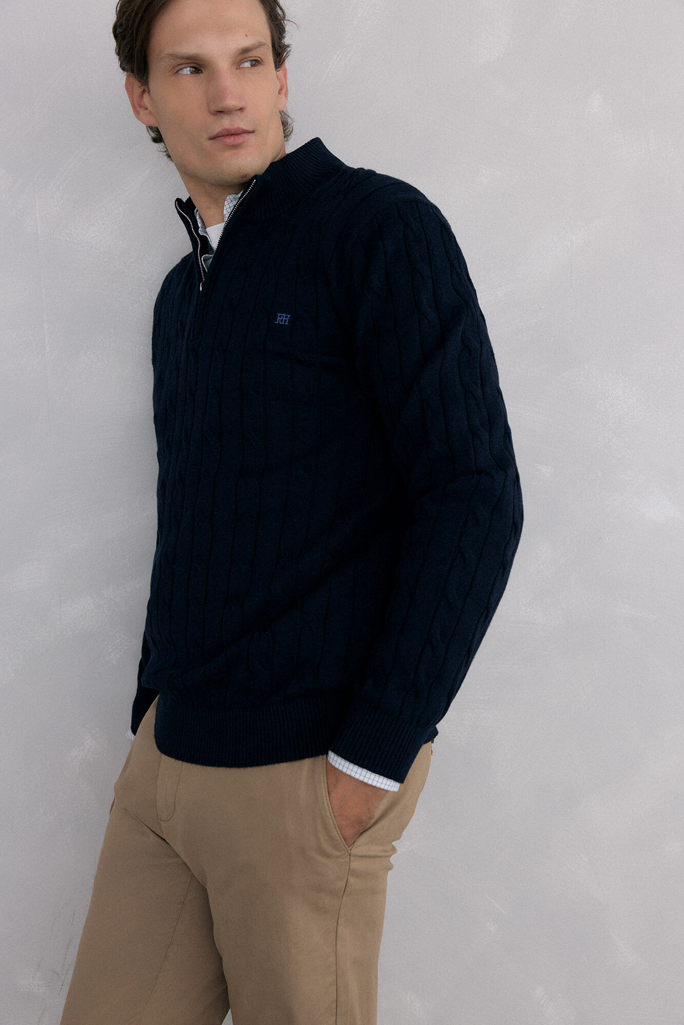 Pedro del Hierro Jersey cuello camionero Azul