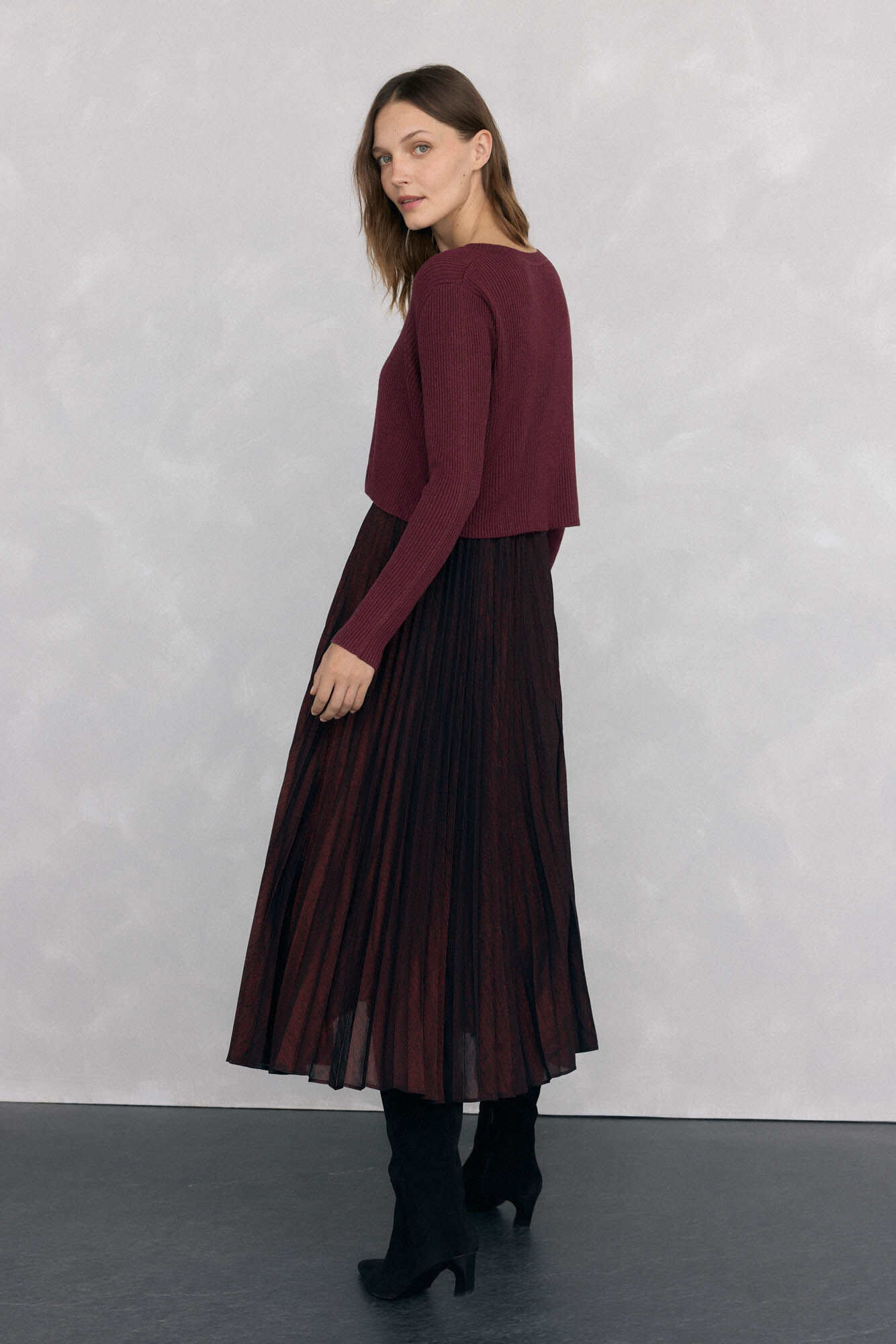 Pedro del Hierro Vestido de duas pe&ccedil;as com glitter Bordeaux