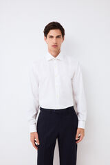 Pedro del Hierro Plain non-iron + anti-stain double cuff dress shirt White