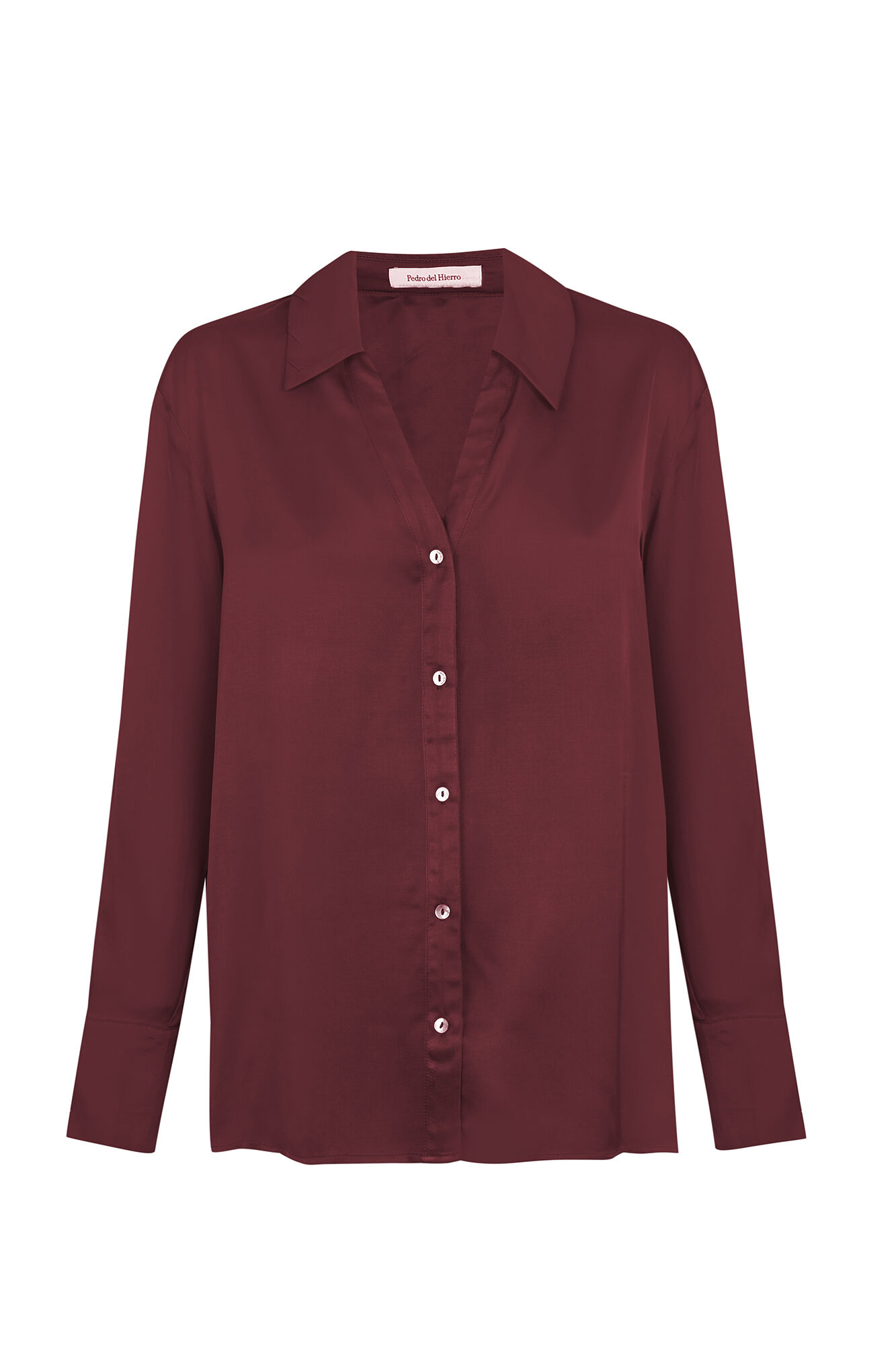 Pedro del Hierro Satin-finish basic shirt Burgundy