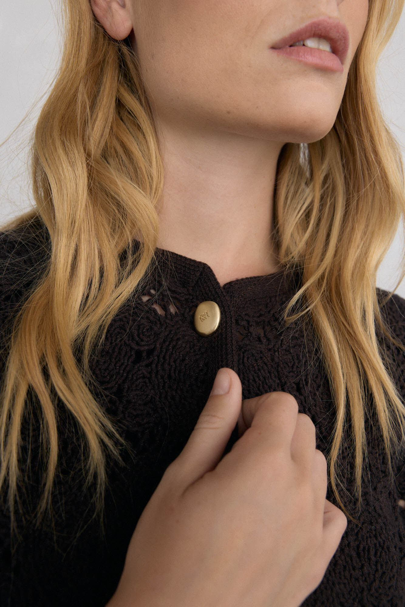 Pedro del Hierro crochet jersey-knit jacket Brown