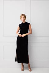 TFP by Tamara Falc&oacute; Oriental detail velvet dress Black