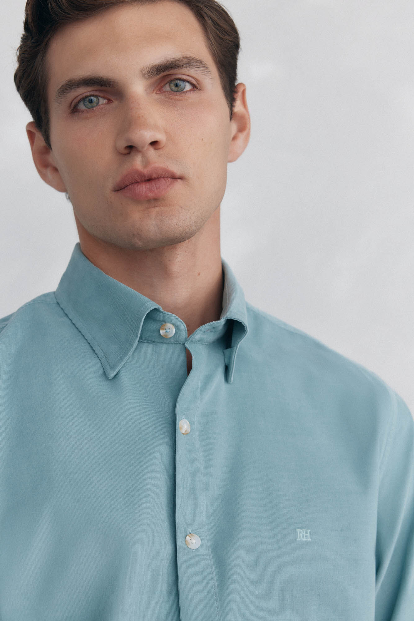 Pedro del Hierro Camisa de veludo macio Turquesa