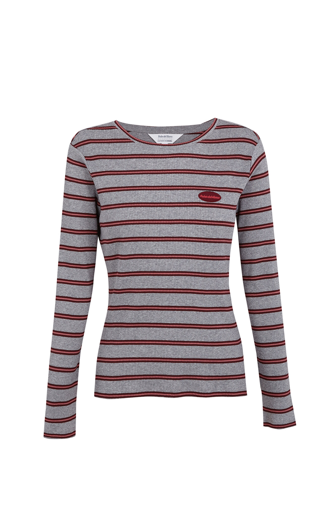 Pedro del Hierro Striped long sleeve T-shirt Grey