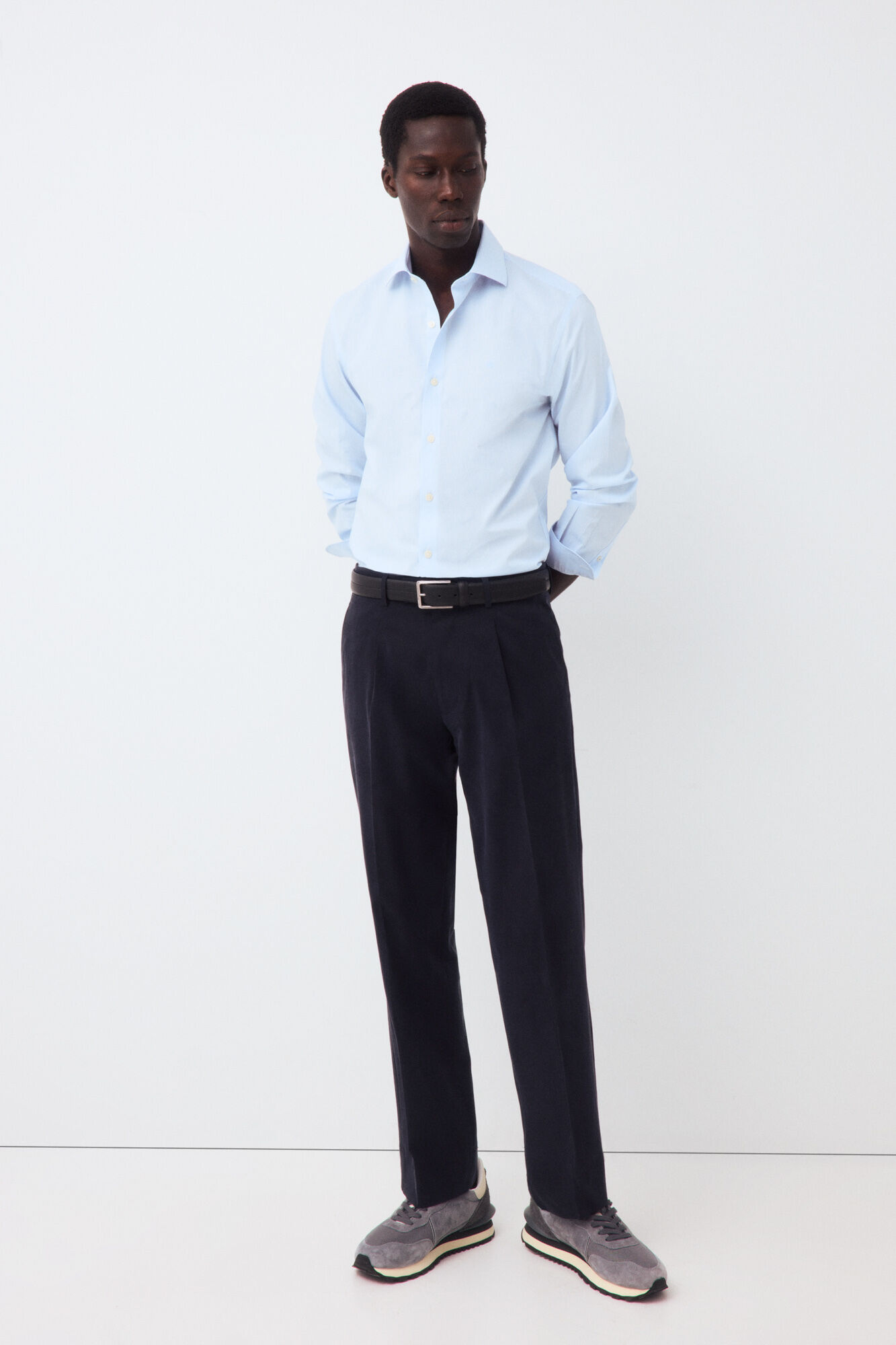 Pedro del Hierro Striped easy-iron dress shirt Blue
