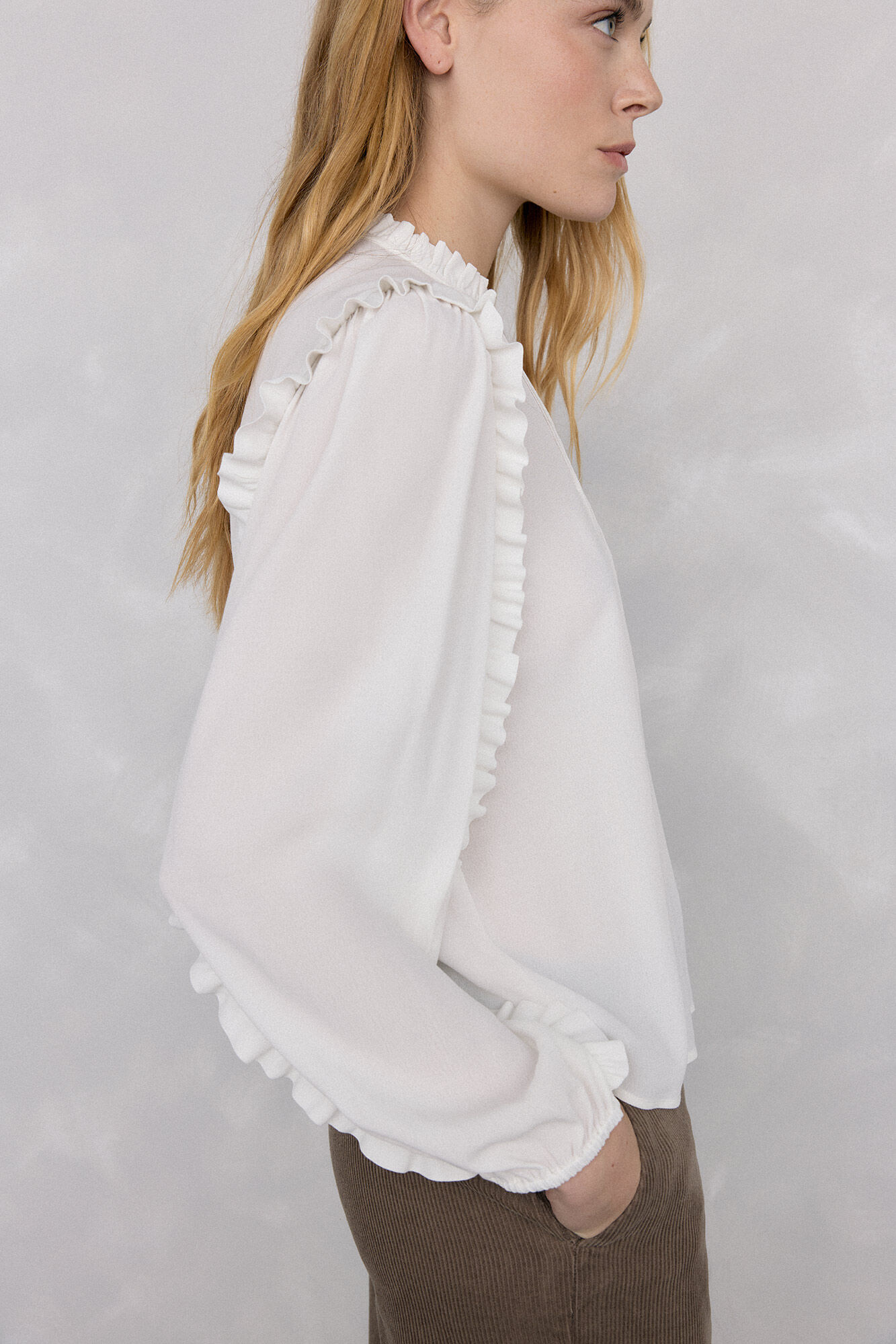 Pedro del Hierro Blusa de chiffon com babados