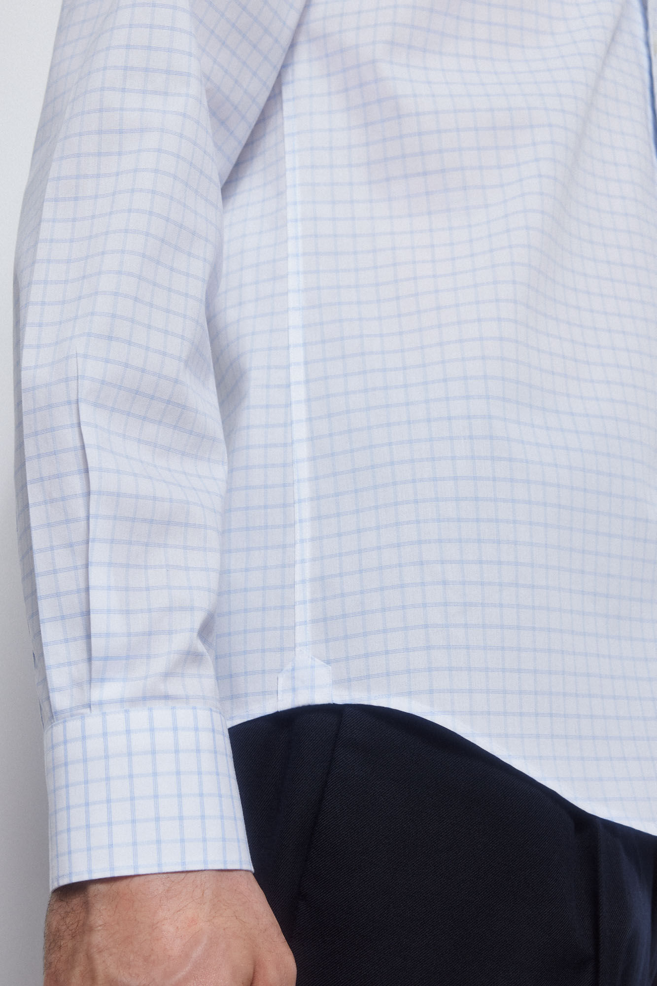 Pedro del Hierro Checked non-iron + stain-resistant shirt Blue
