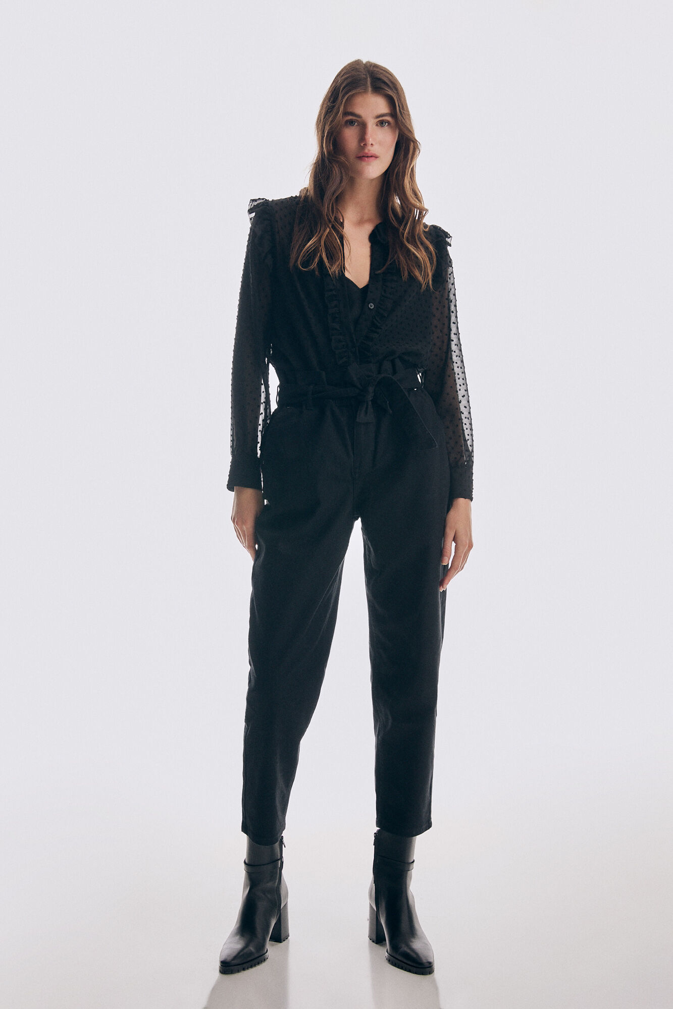 Pedro del Hierro Dot tulle romantic blouse Black