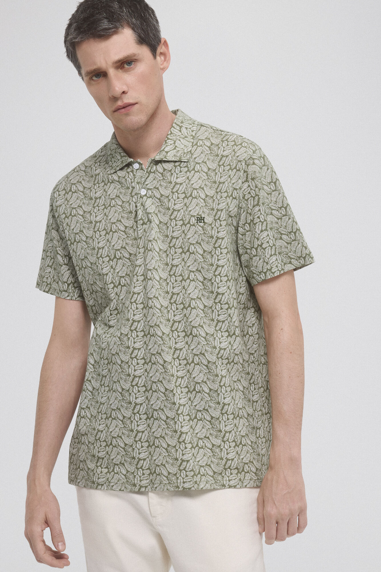 Pedro del Hierro Leaf print polo shirt Green