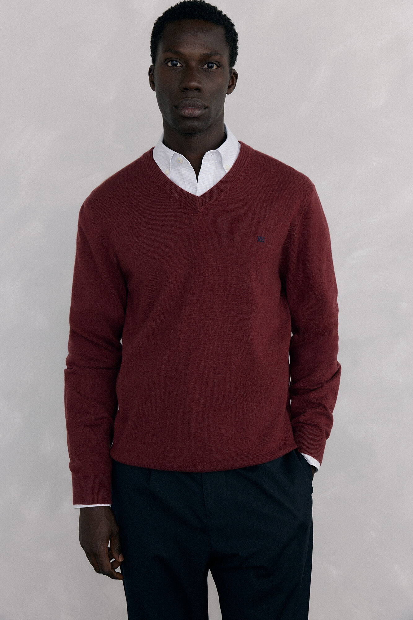 Pedro del Hierro Merino wool and cashmere V neck